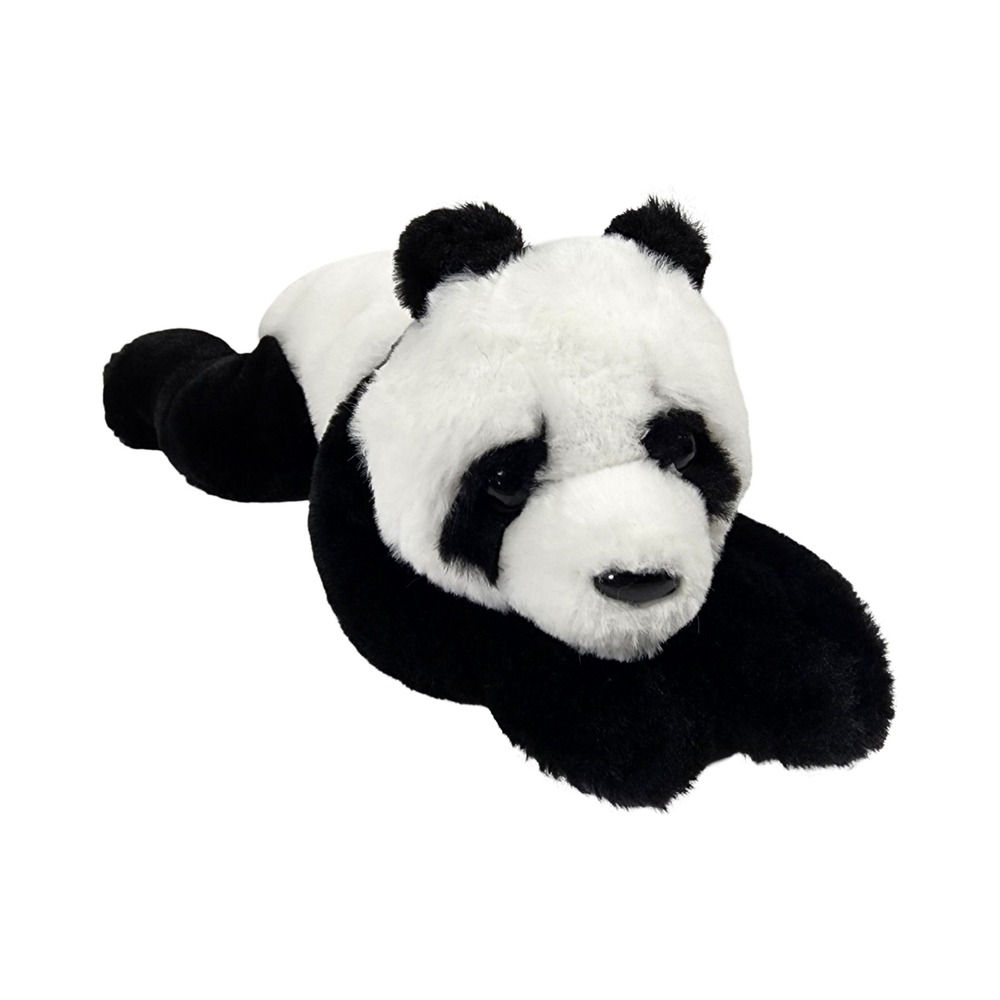 FAO Schwarz Panda Bear Plush‎ Stuffed Animal Black White Floppy Laying 14 Inch
